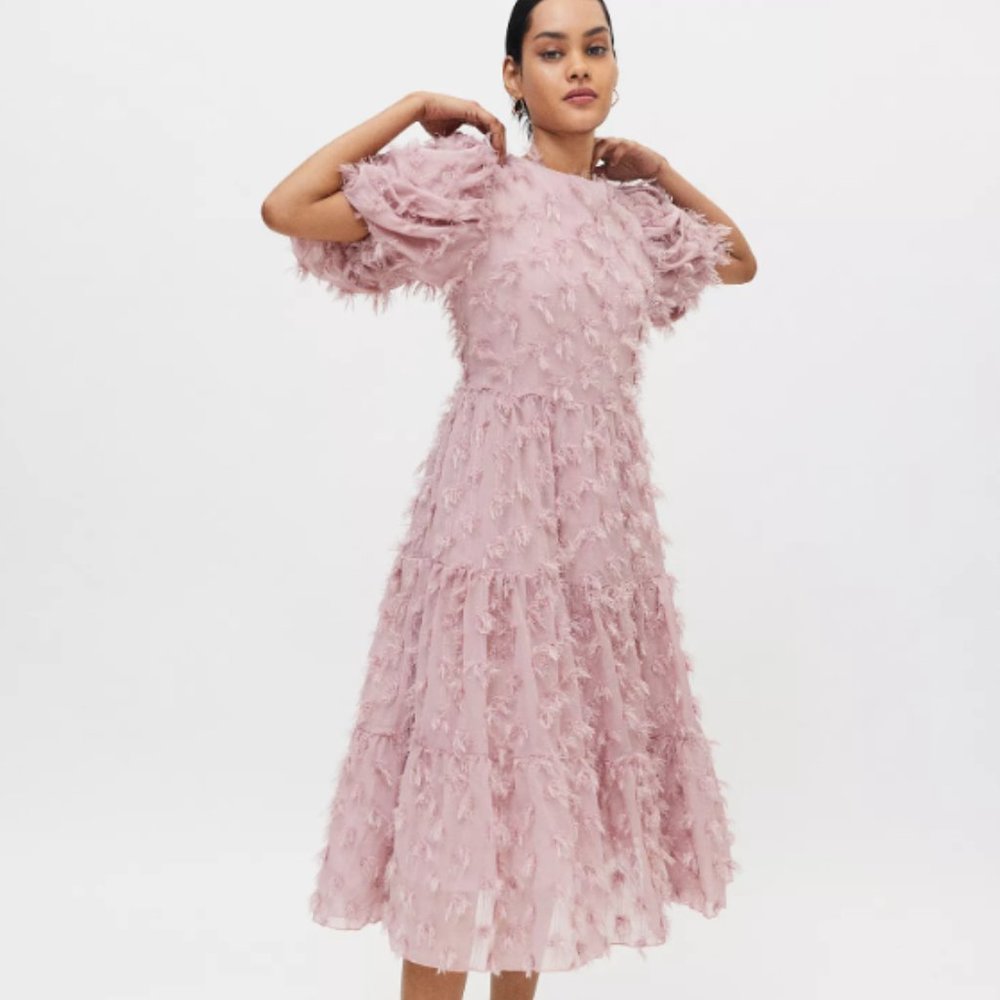 Sister Jane Oak Leaf Pink Midi Dress - Small